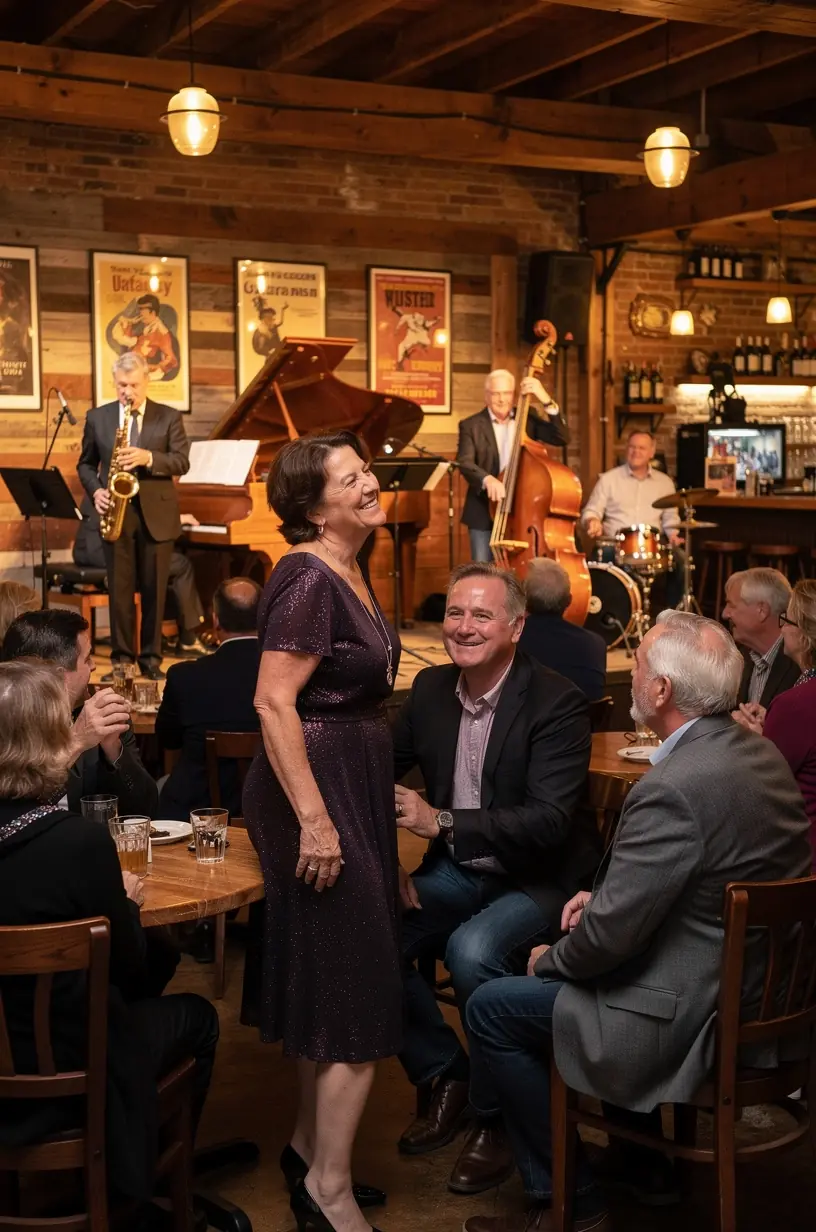 Community members enjoying a music club gathering.
